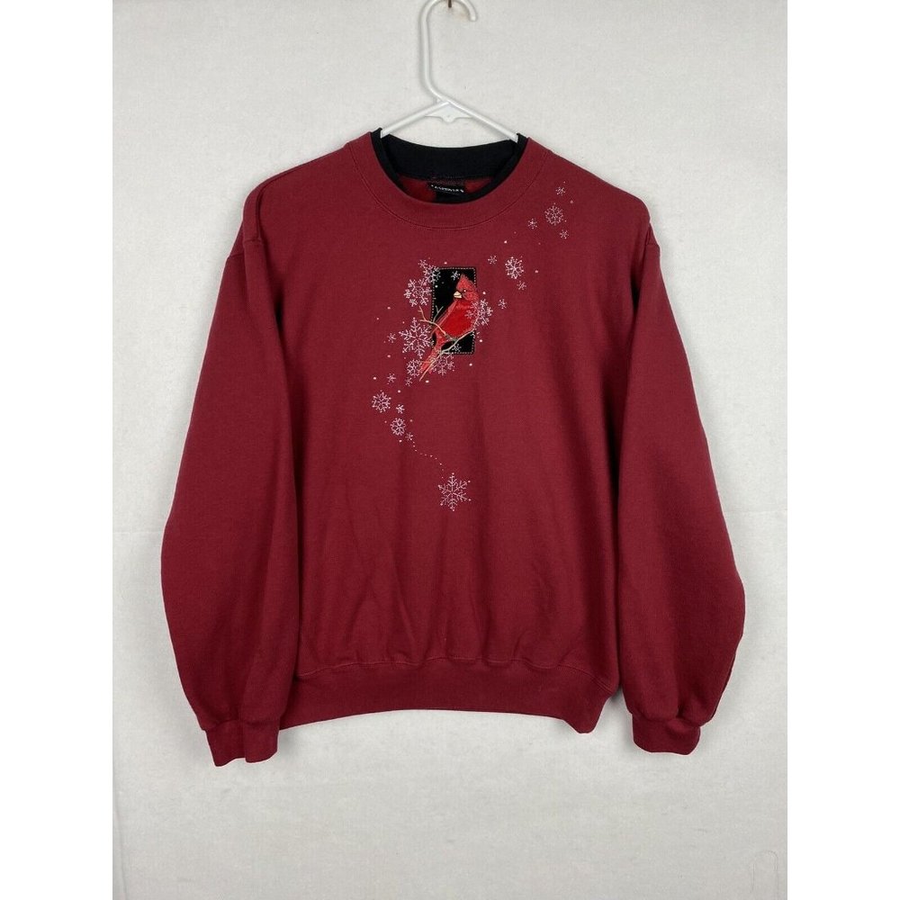 Vintage Trilogy By Morning Sun Cardinal Embroidered Sweatshirt Christmas